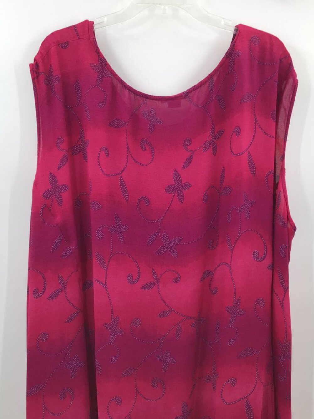 Vintage Womens 22/24 Dopamine Pink Purple Ombre Floral Print Sun Dress Cover Up - Picture 5 of 10